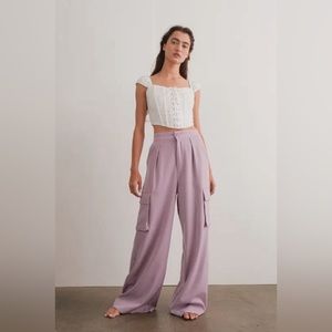 NEW Lavender Wide Leg Cargo Pants